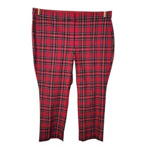 J Crew Pants Plus 20 Red Kallie Tartan Plaid Trousers Stretch Holiday Straight